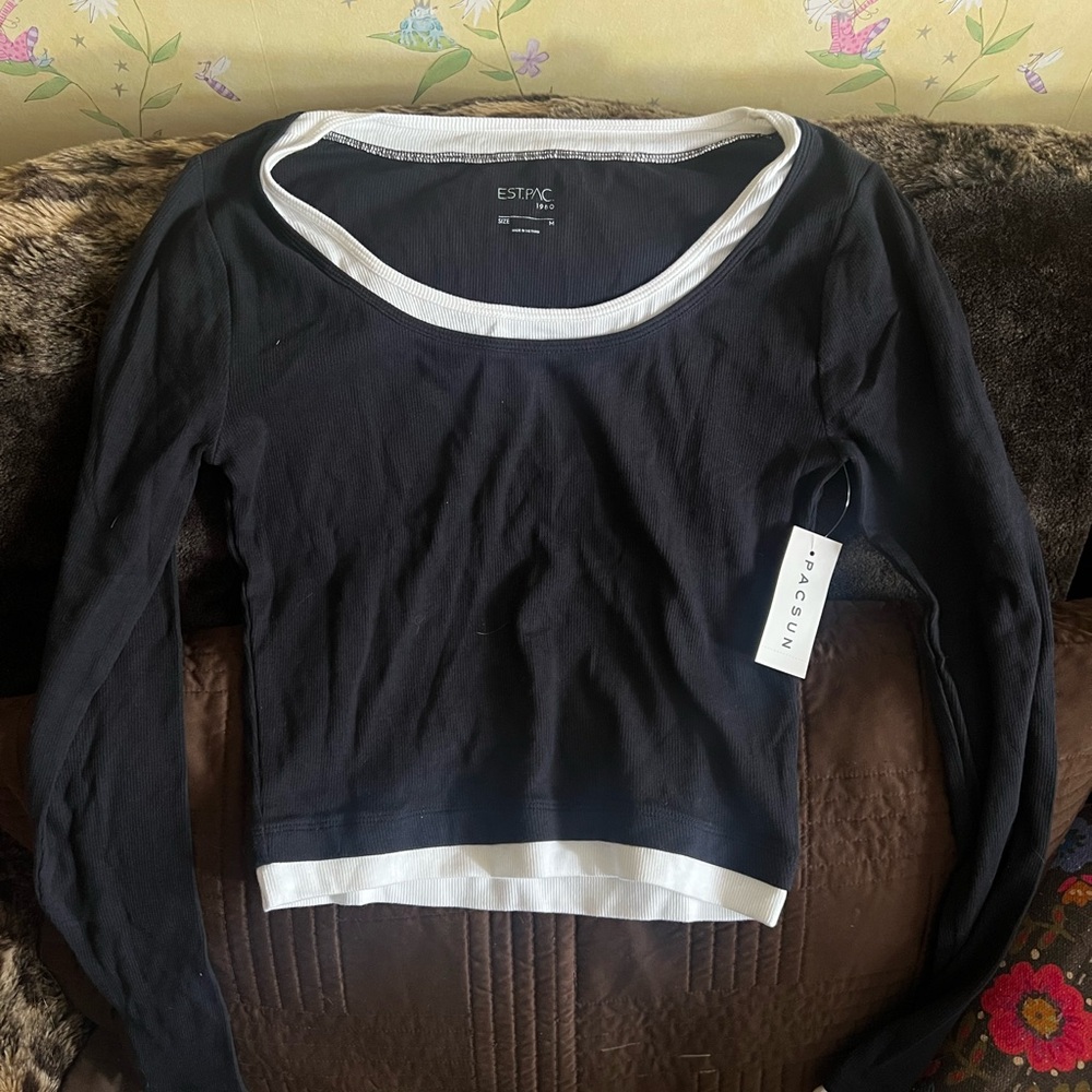 PacSun Black and White Long Sleeve Top